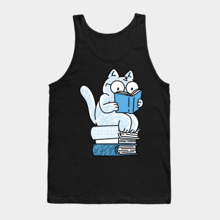 CatSitting On Books And Reading Cat Reading Book For Book Lover Cat Lover Tank Top